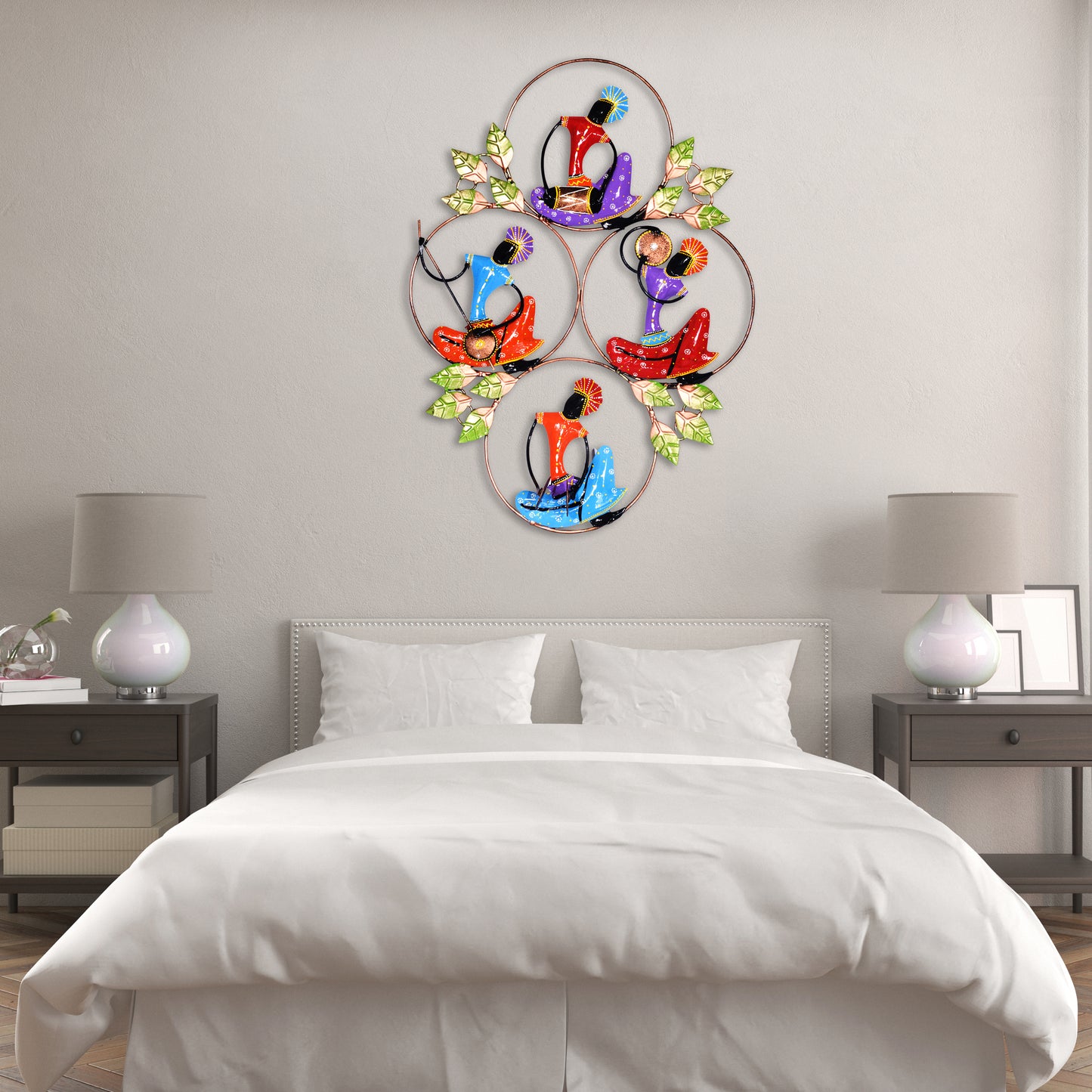 Metal Tribal Musician Wall Art Folk Musician Iron Sculpture