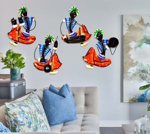 Metal Musician Tribal Wall Art for Home Decor Set of 4