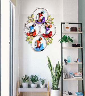 Metal Tribal Musician Wall Art Folk Musician Iron Sculpture