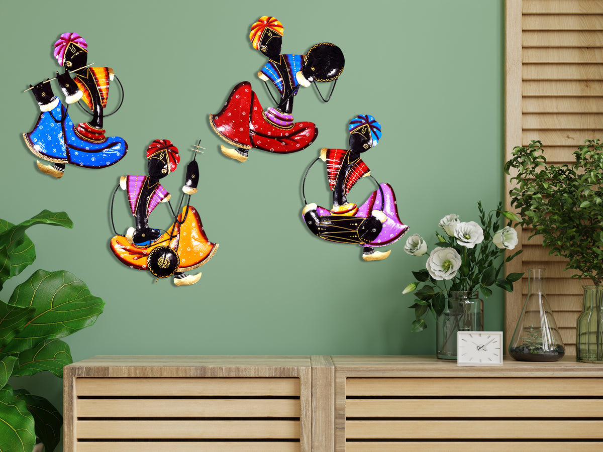 Metal Musician Wall Decor Rajasthani Handicraft Set of 4