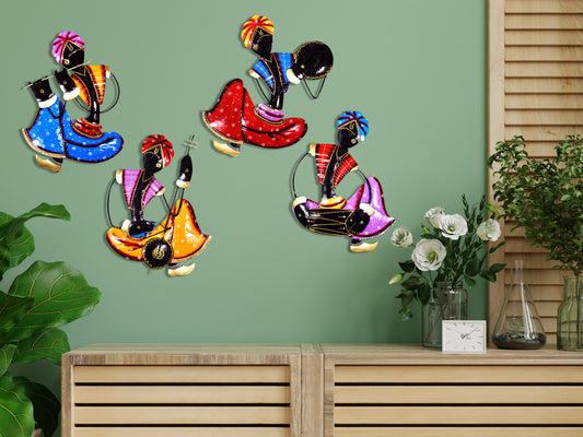 Metal Musician Wall Decor Rajasthani Handicraft Set of 4