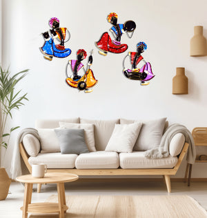Metal Musician Wall Decor Rajasthani Handicraft Set of 4