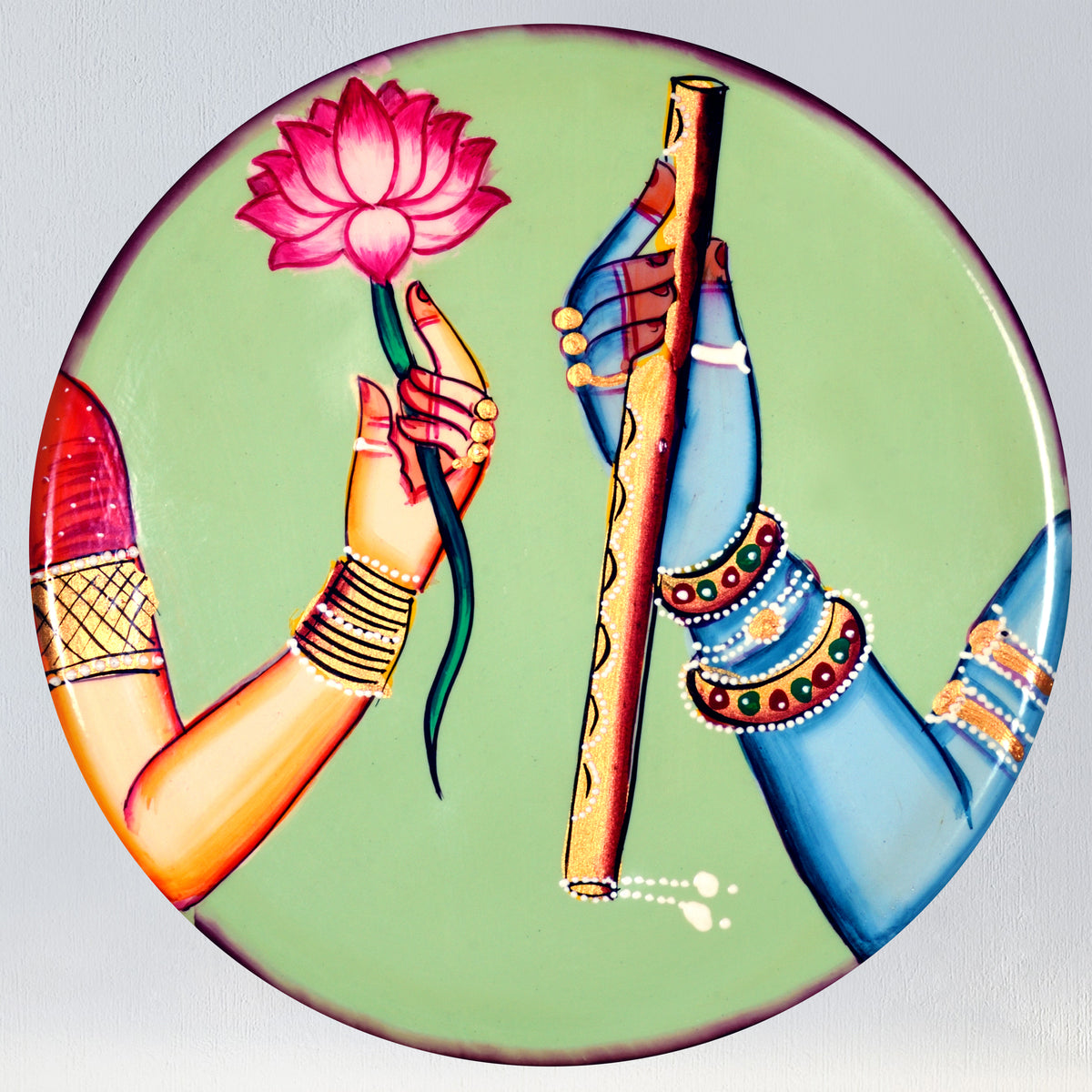 Handpainted Radha Krishna Pichwai Wall Decor For Boho Wall Art Indian Decor