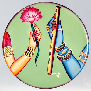 Handpainted Radha Krishna Pichwai Wall Decor For Boho Wall Art Indian Decor