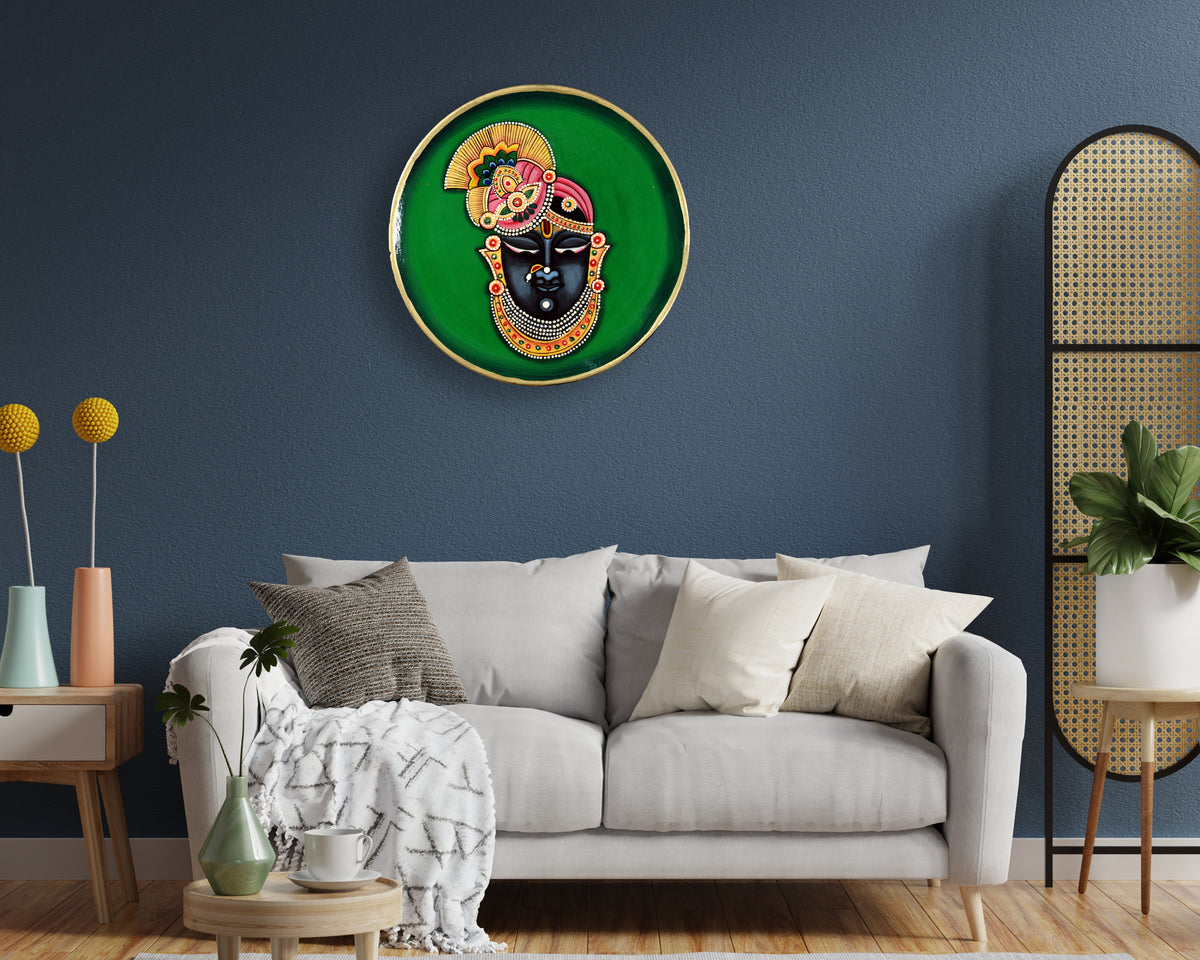 Shrinathji Handpainted Pichwai Wall Plate Home Decor Decorative For Housewarming Gift