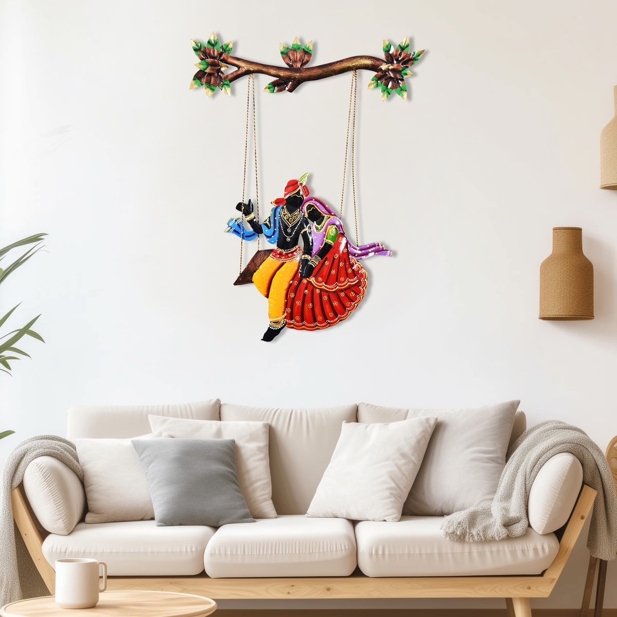 Radha Krishna Iron Swing Home Decoration for Living Room & Pooja Room