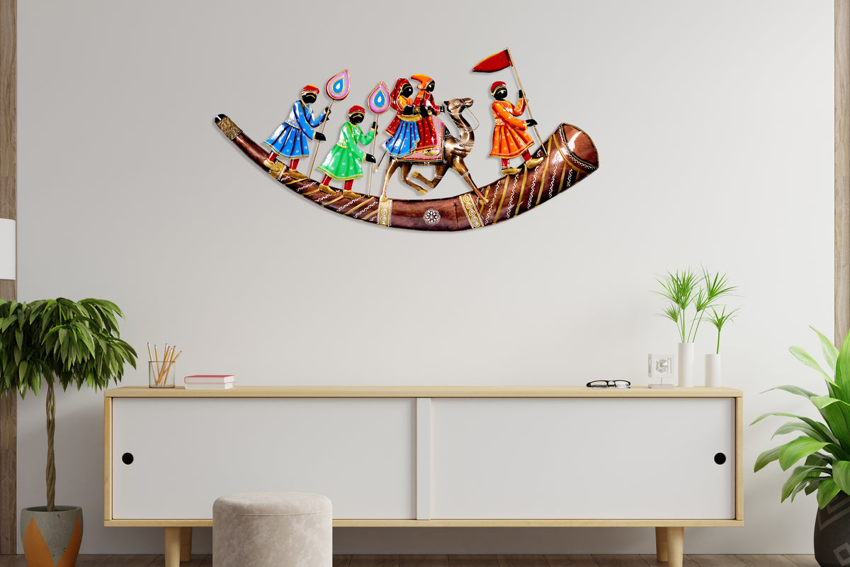 Metal Camel Ship Wall Hanging for Home Decor and Office