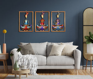 Metal Musician Tribal Wall Hanging for Home Decor and Office
