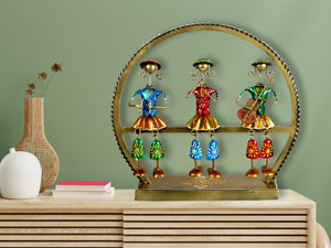 Metal Emboss Tribal Musician Dolls Swing Tabletop Showpiece for Home Decor