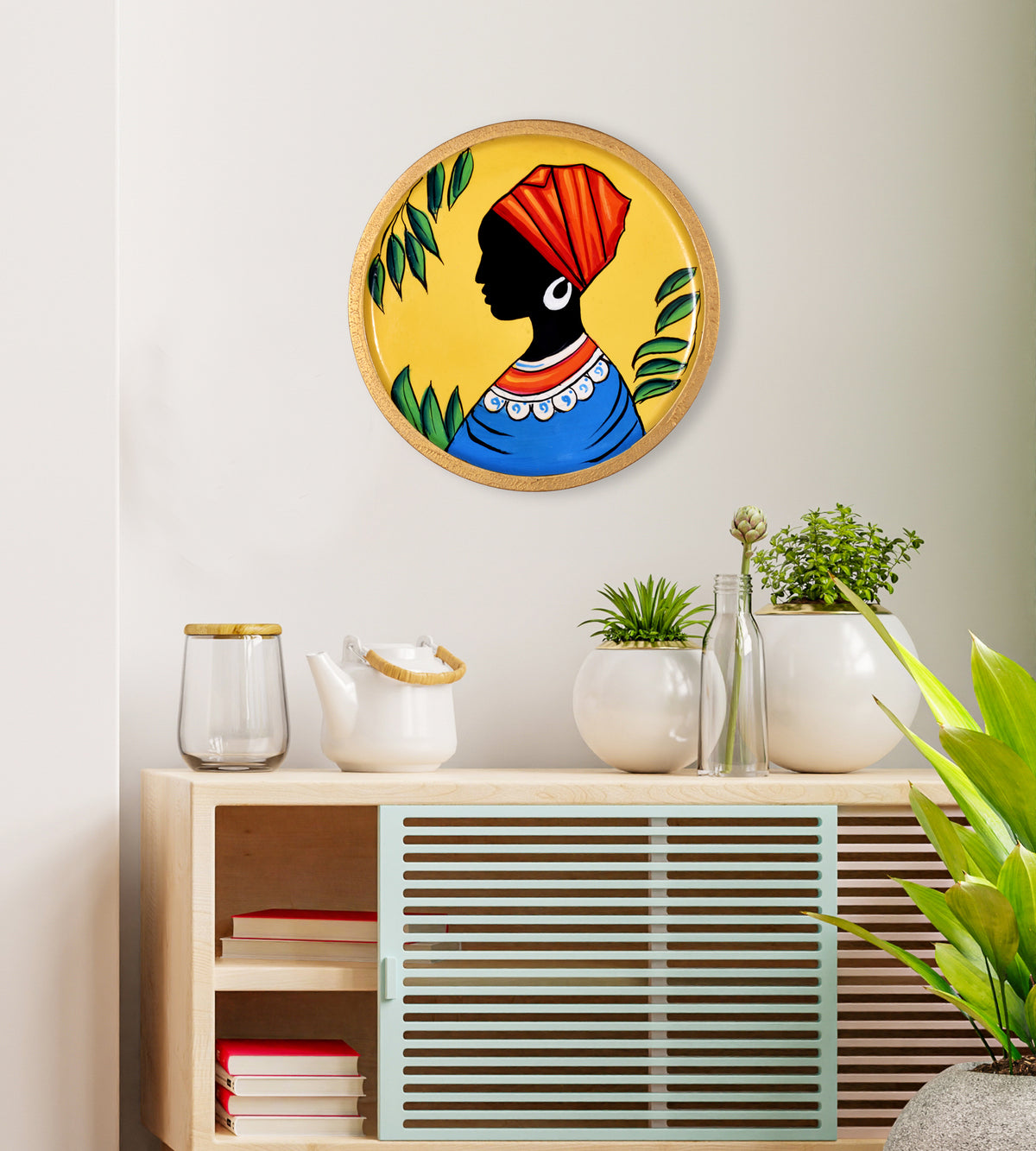 Hand-Painted African Tribal Wall Plate, Cultural Wall Decor, Ethnic Wall Art