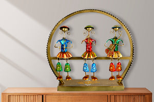 Metal Emboss Tribal Musician Dolls Swing Tabletop Showpiece for Home Decor