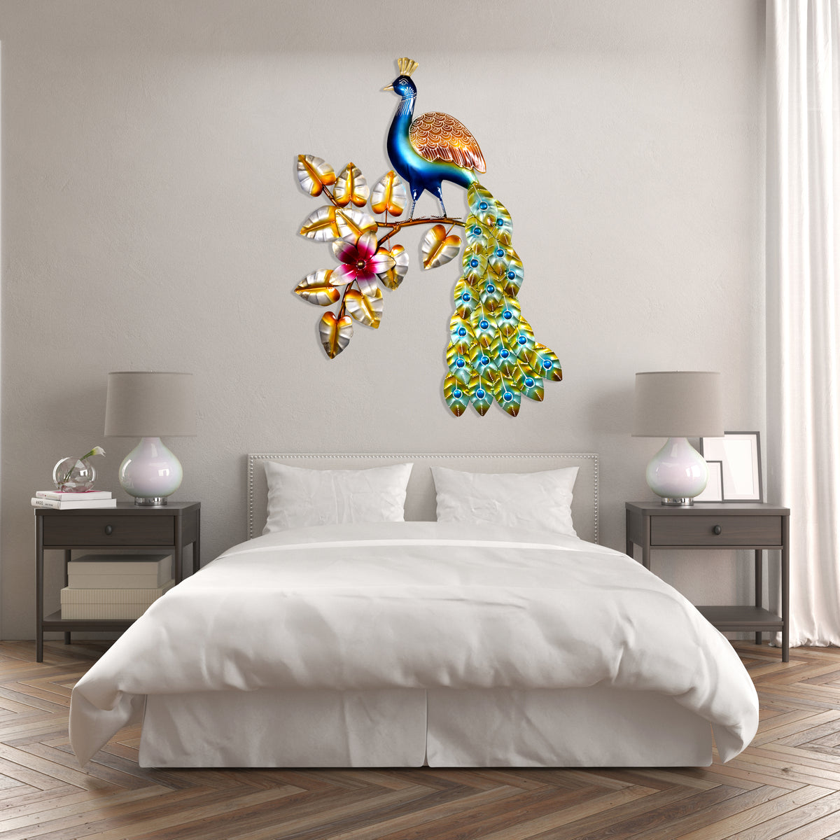 Peacock Metal Wall Hanging Home Decorations Sculpture For Living Room