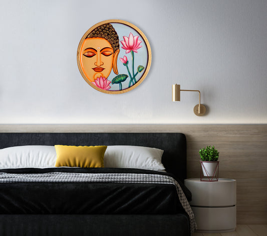 Hand-Painted Buddha Wall Plate, Spiritual Decor, Feng Shui Gifts, Ethnic Wall Art
