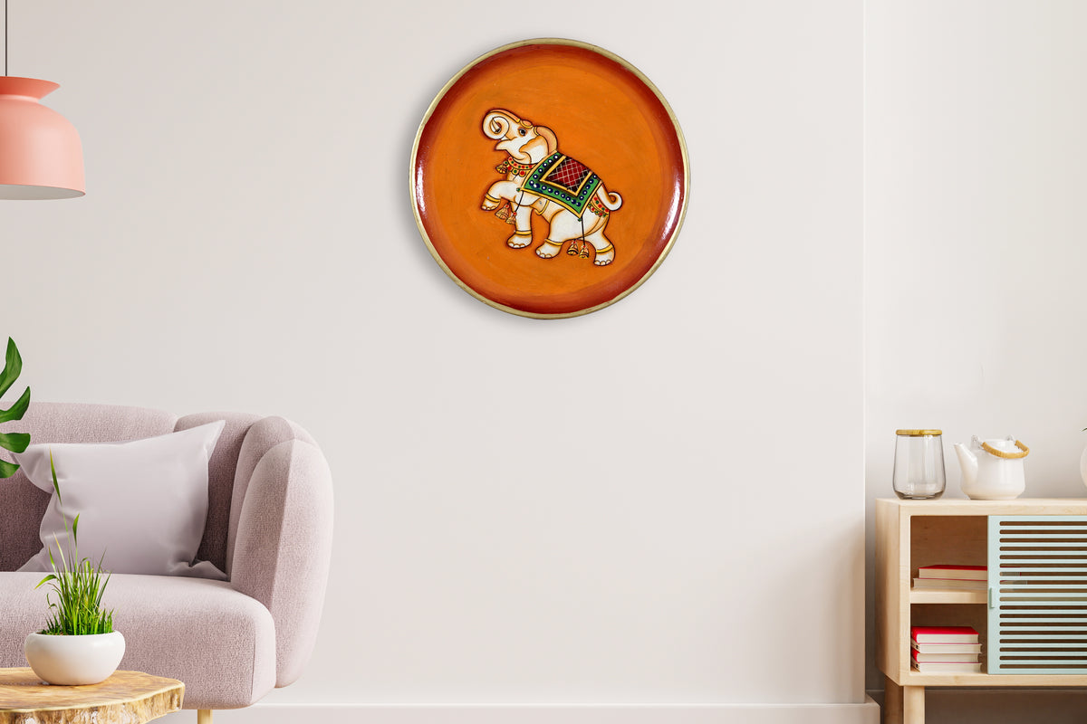 Handpainted Wooden Pichwai Elephant Wall Decor, Traditional Indian Art