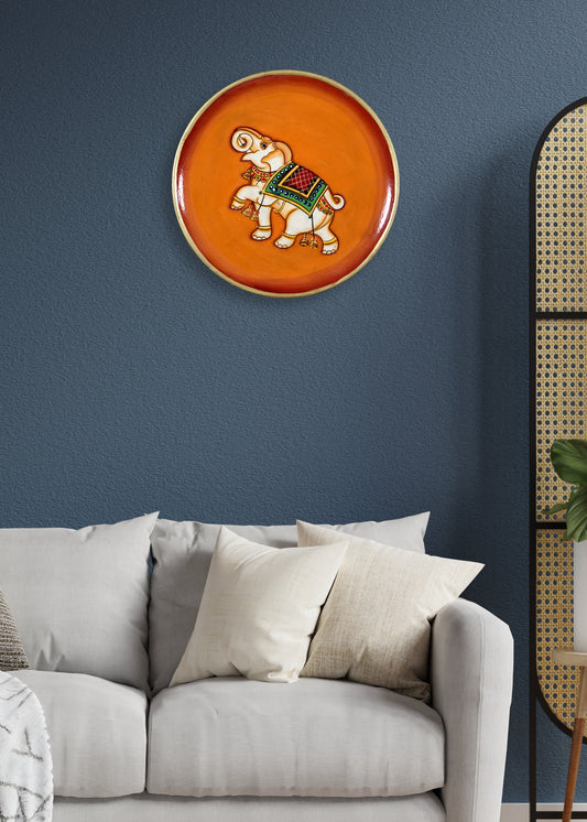 Handpainted Wooden Pichwai Elephant Wall Decor, Traditional Indian Art