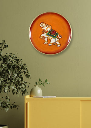 Handpainted Wooden Pichwai Elephant Wall Decor, Traditional Indian Art