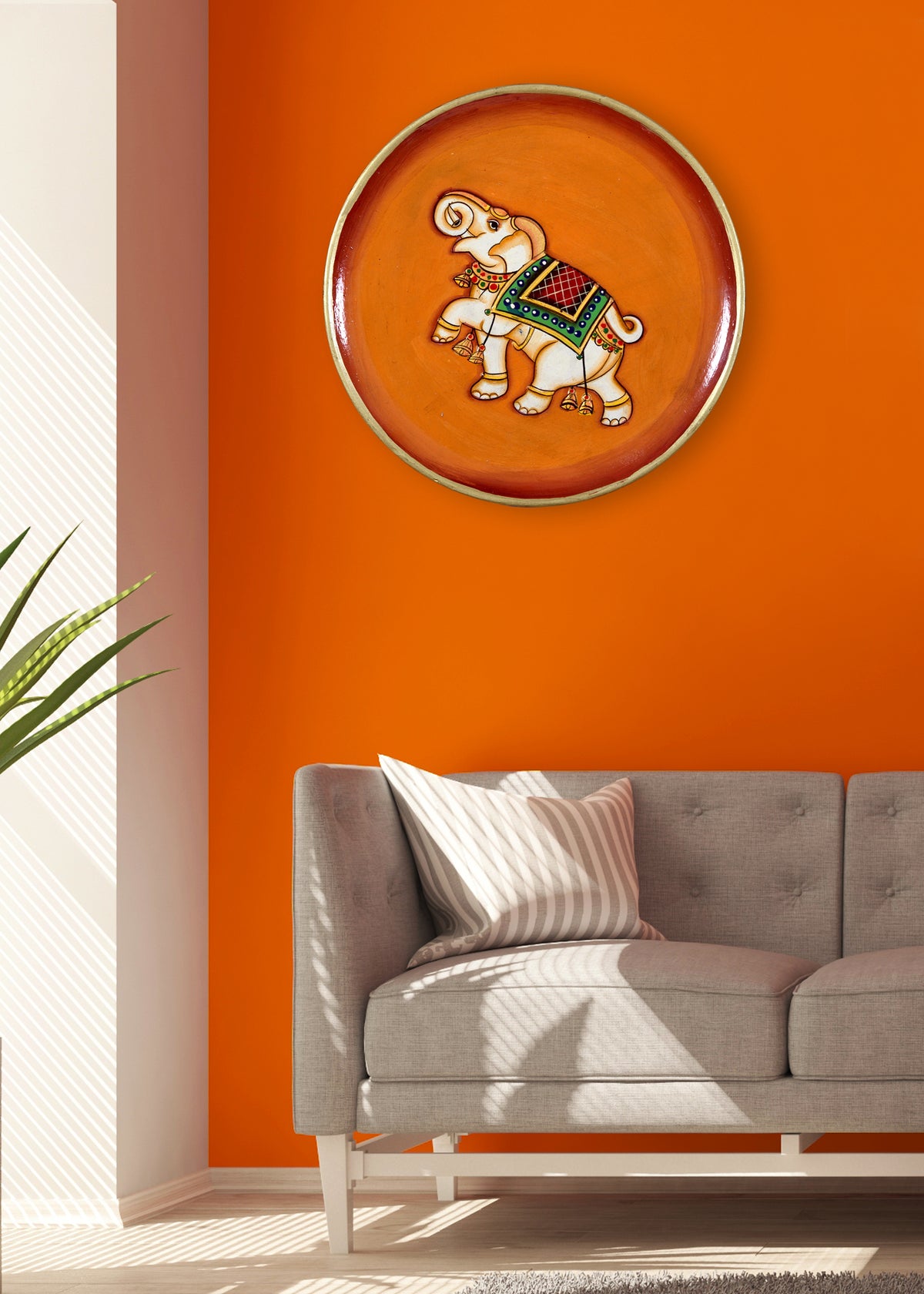 Handpainted Wooden Pichwai Elephant Wall Decor, Traditional Indian Art