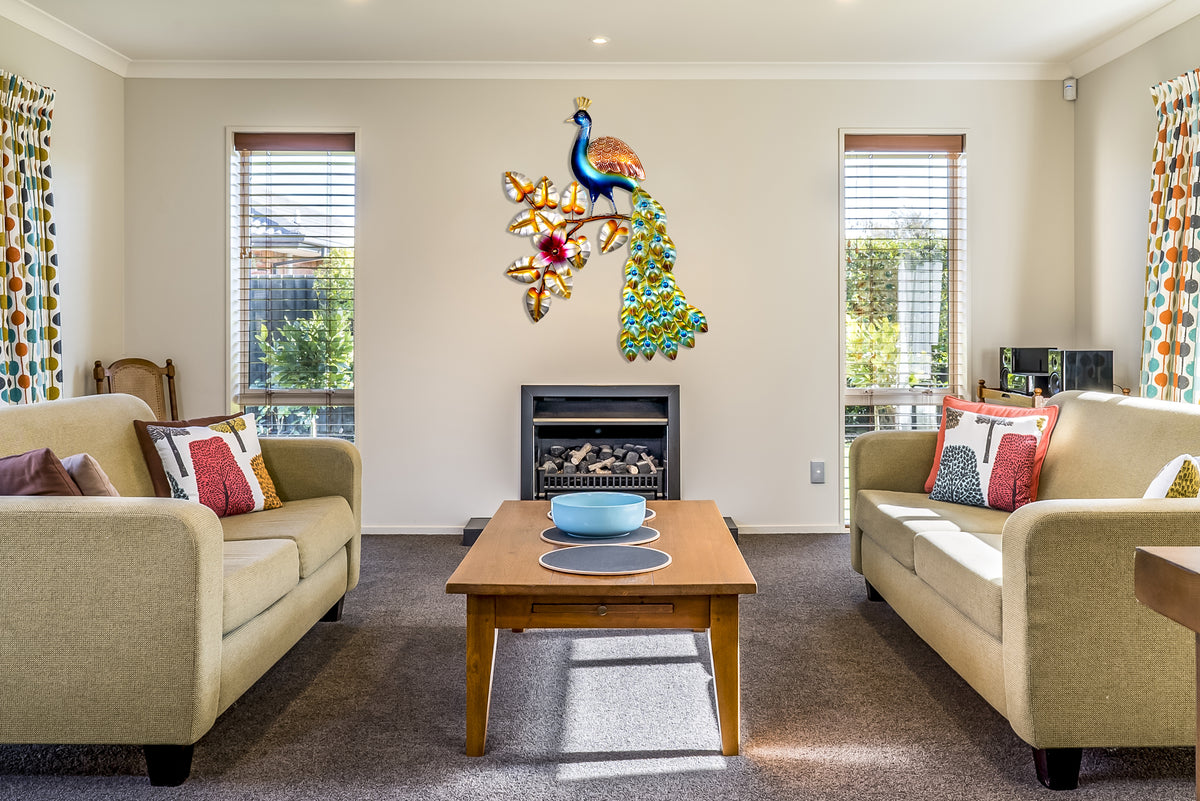 Peacock Metal Wall Hanging Home Decorations Sculpture For Living Room