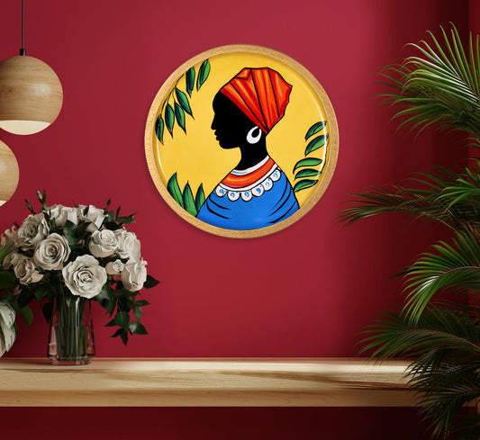 Hand-Painted African Tribal Wall Plate, Cultural Wall Decor, Ethnic Wall Art