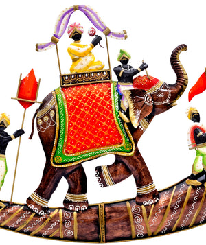 Iron Elephant Baarat Wall Hanging Large Rajasthani Wall Decor