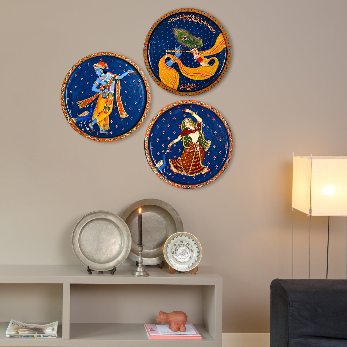 Wooden Radha Krishna ji Wall Hanging, Wooden Wall Plate, Housewarming Gift, Home Decor/Festival Decor/Indian Wall Plate