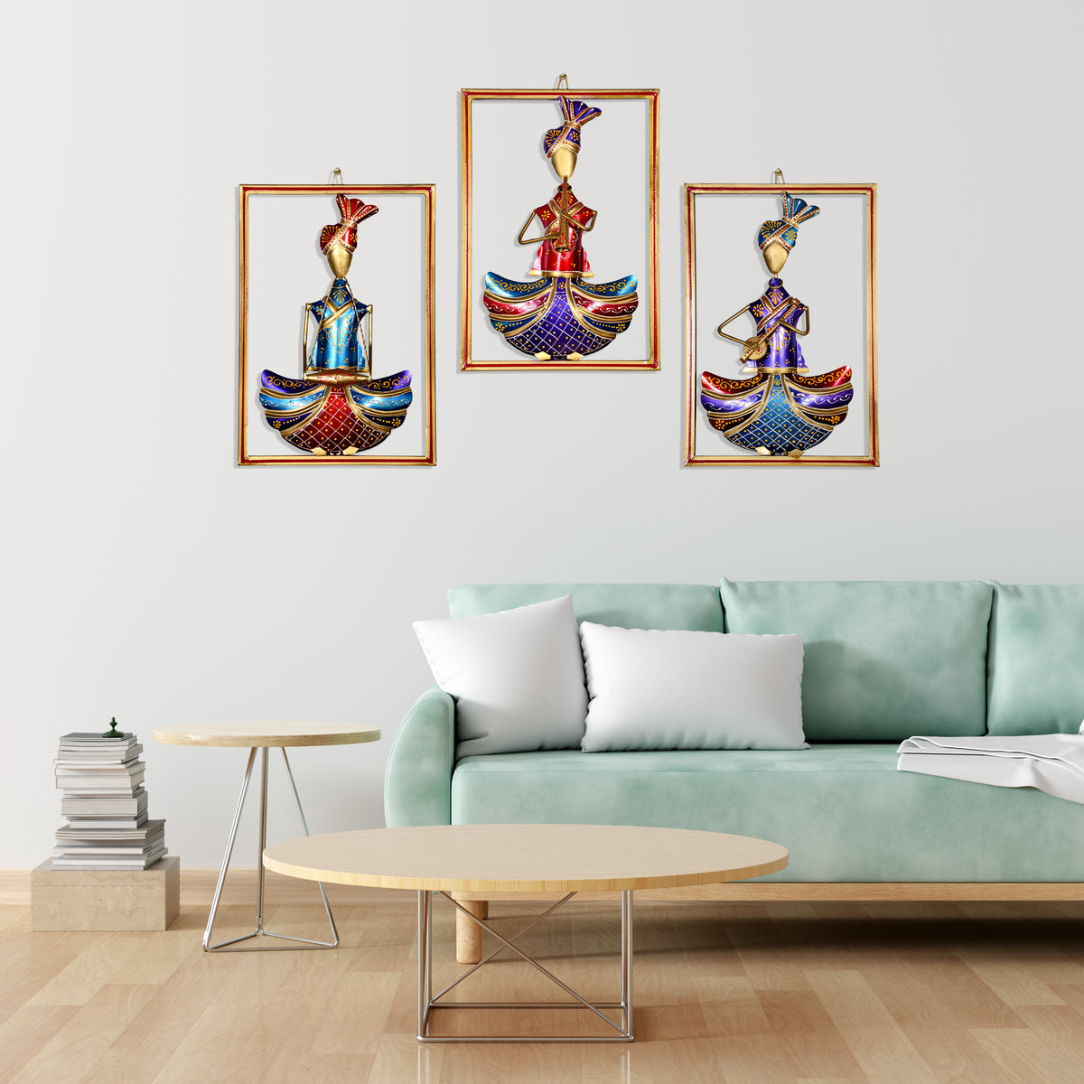 Metal Musician Tribal Wall Hanging for Home Decor and Office