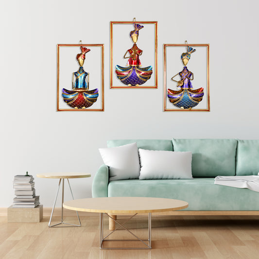 Metal Musician Tribal Wall Hanging for Home Decor and Office