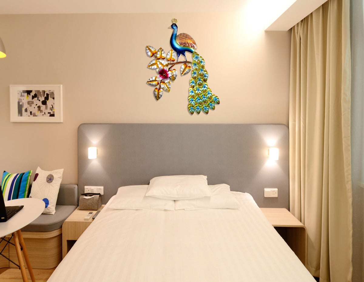 Peacock Metal Wall Hanging Home Decorations Sculpture For Living Room