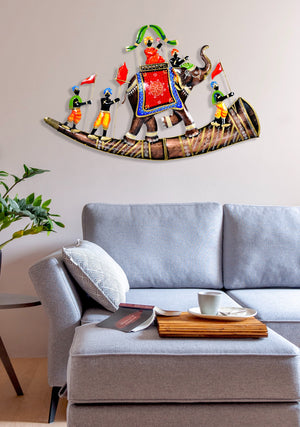 Metal Elephant Baarat Metal Wall Hanging Rajasthani Wall Decor