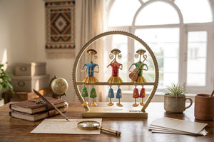 Metal Emboss Tribal Musician Dolls Swing Tabletop Showpiece for Home Decor