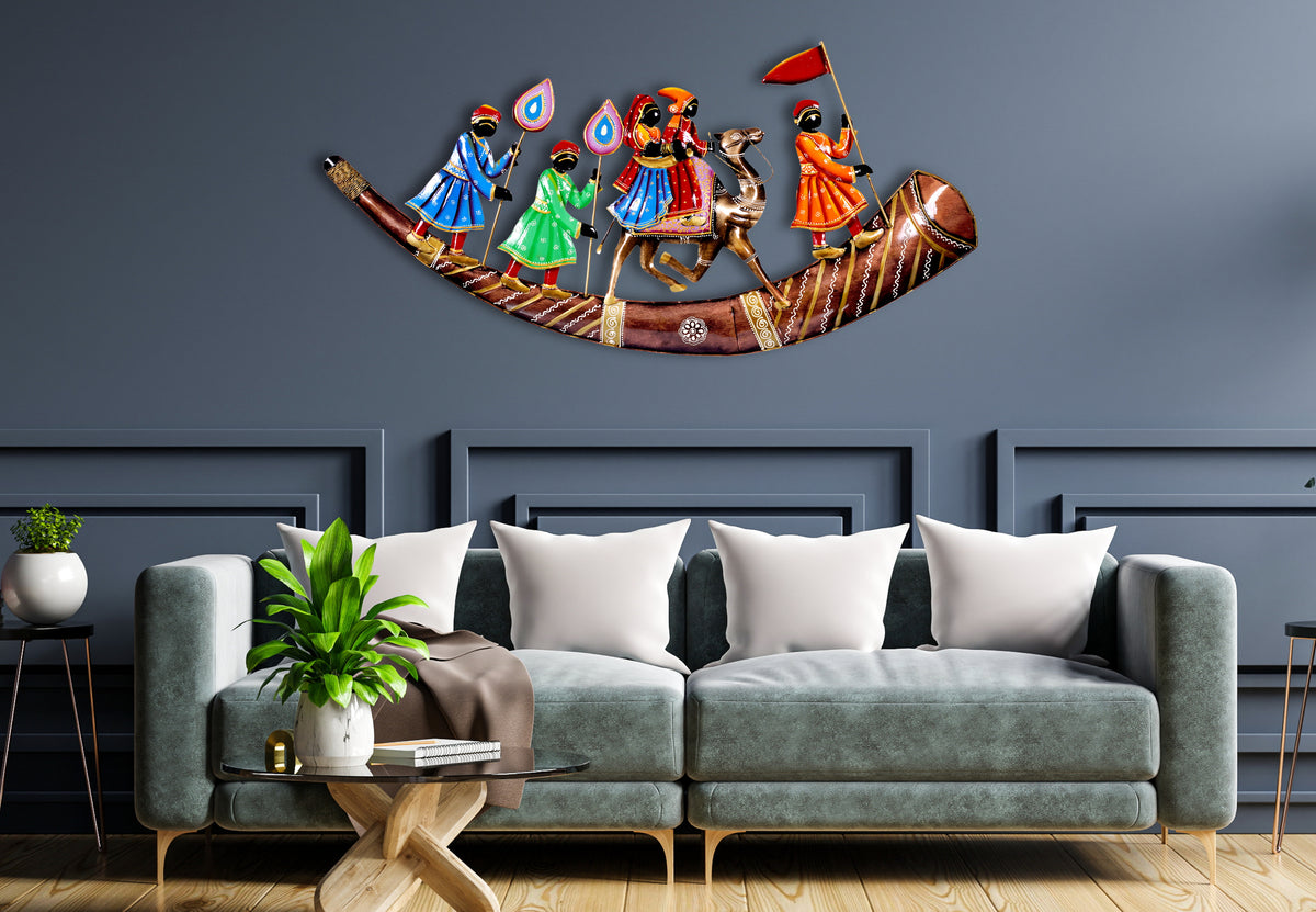 Metal Camel Ship Wall Hanging for Home Decor and Office