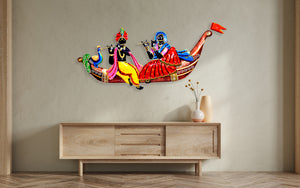 Metal Radha Krishna Musician Boat Wall Hanging For Home Decor