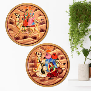 Hand-Painted Rajasthani Tribals with Camel, Traditional Indian Art, Cultural Wall Decor, Ethnic Wall Art
