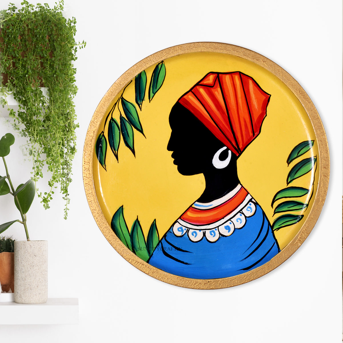 Hand-Painted African Tribal Wall Plate, Cultural Wall Decor, Ethnic Wall Art