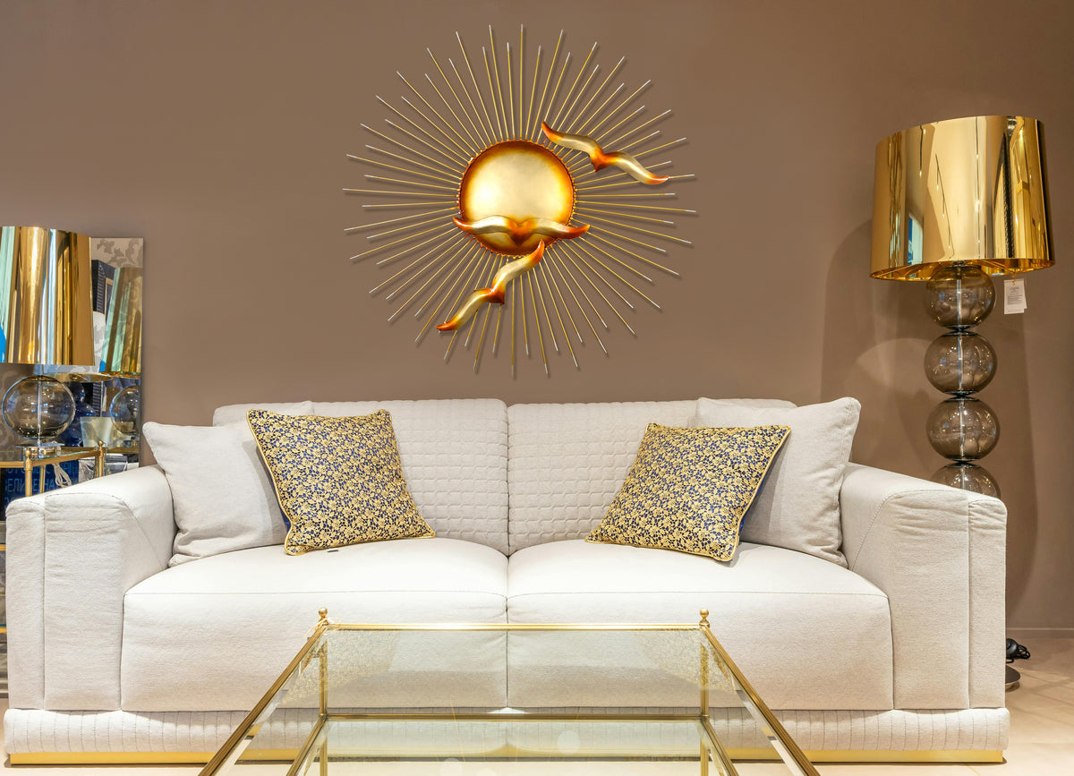 Metal Wall Decor Luxury Sun With Flying Birds Design for Home Decoration for Living Room