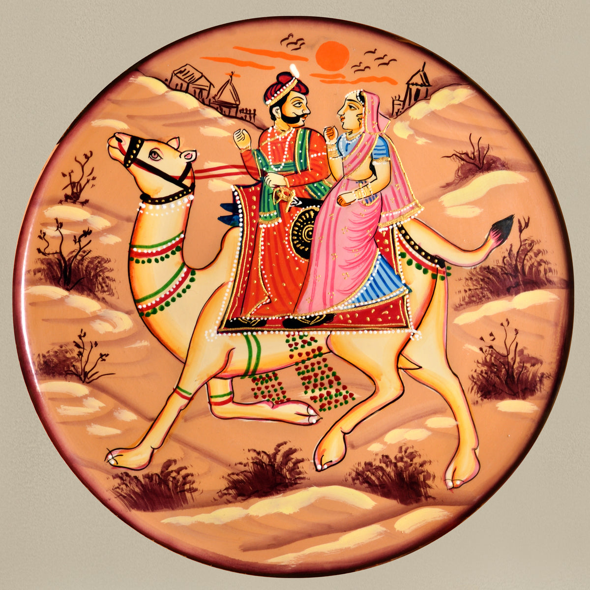 Hand-Painted Rajasthani Tribals with Camel, Traditional Indian Art, Cultural Wall Decor, Ethnic Wall Art