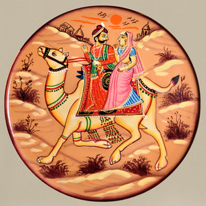 Hand-Painted Rajasthani Tribals with Camel, Traditional Indian Art, Cultural Wall Decor, Ethnic Wall Art