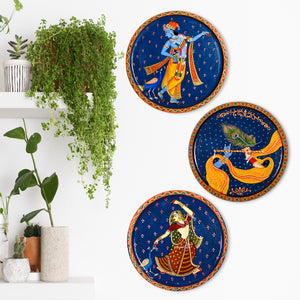Wooden Radha Krishna ji Wall Hanging, Wooden Wall Plate, Housewarming Gift, Home Decor/Festival Decor/Indian Wall Plate