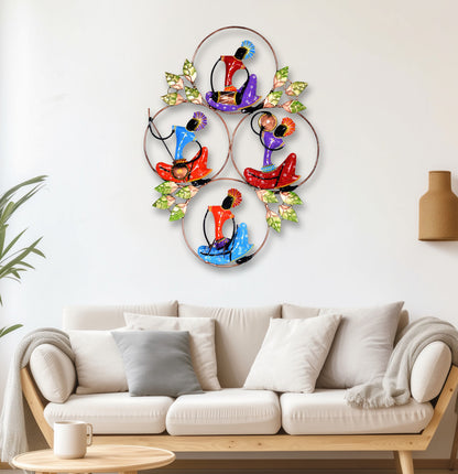 Metal Tribal Musician Wall Art Folk Musician Iron Sculpture