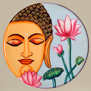 Hand-Painted Buddha Wall Plate, Spiritual Decor, Feng Shui Gifts, Ethnic Wall Art
