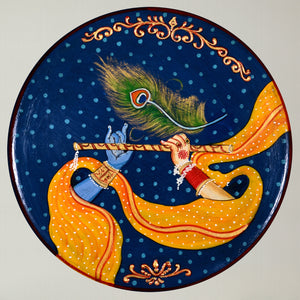 Wooden Radha Krishna ji Wall Hanging, Wooden Wall Plate, Housewarming Gift, Home Decor/Festival Decor/Indian Wall Plate