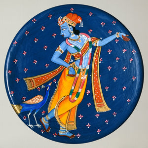 Wooden Radha Krishna ji Wall Hanging, Wooden Wall Plate, Housewarming Gift, Home Decor/Festival Decor/Indian Wall Plate