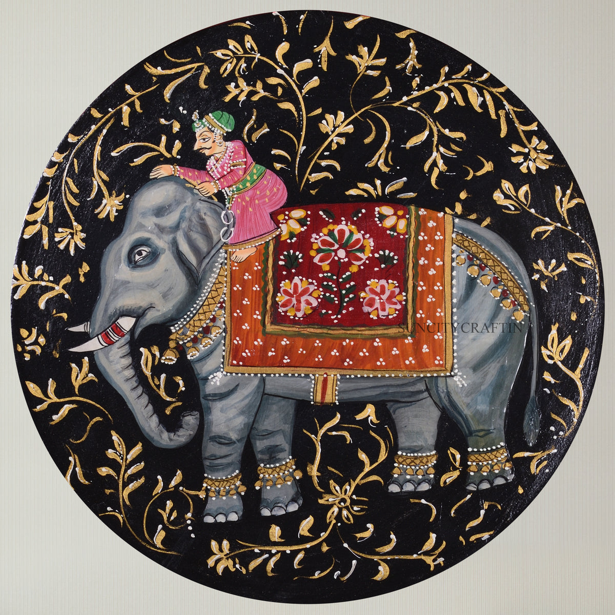 Wooden Elephant Hand Painting Wall Decor for Home Decor