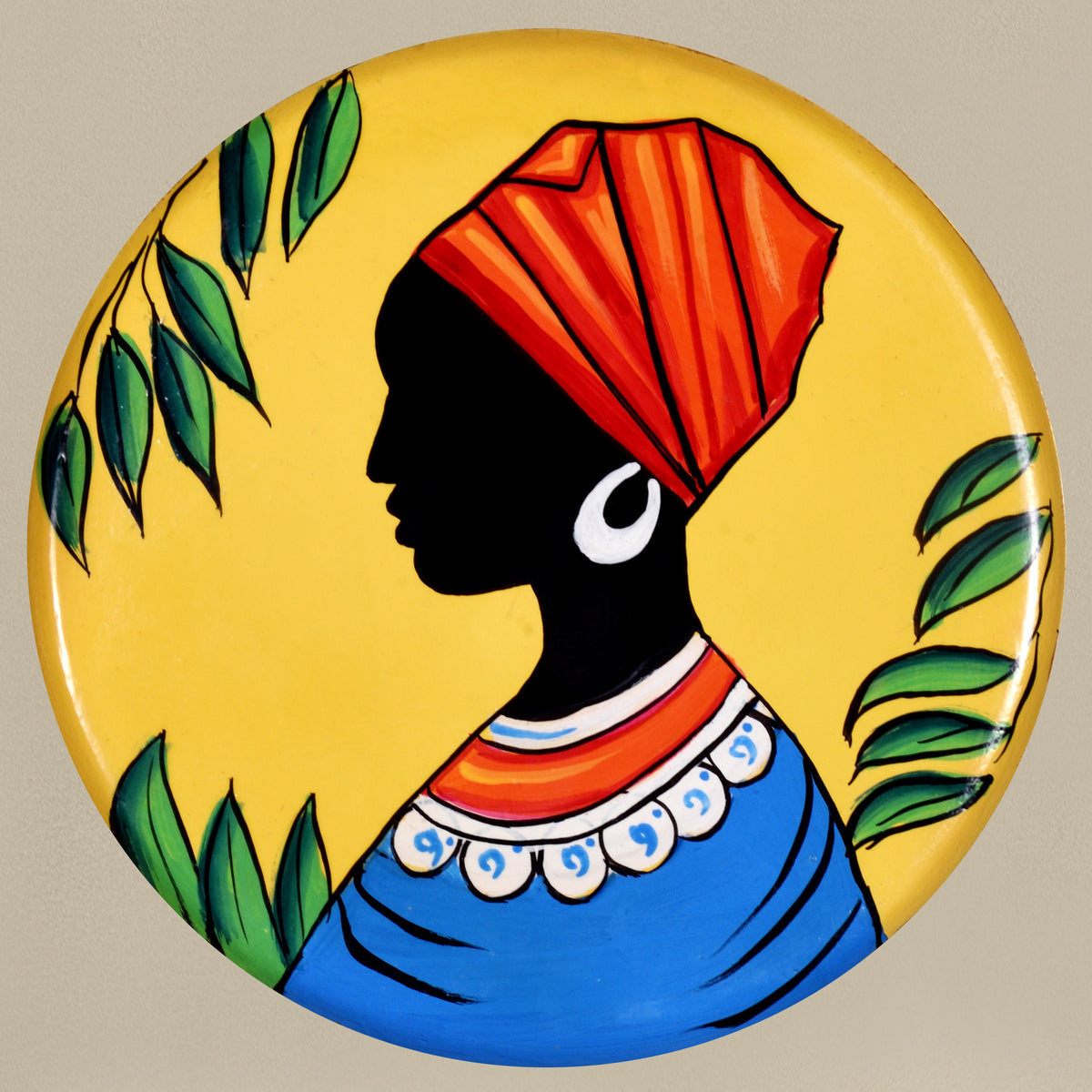Hand-Painted African Tribal Wall Plate, Cultural Wall Decor, Ethnic Wall Art
