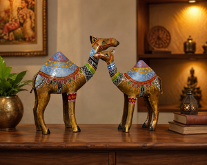 Metal Camel Showpiece Set of 2 Figurines Indian Home & Table Decor