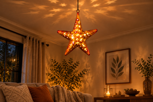 Metal Star Lantern Tealight Decorative Wall Hanging for Home Decor & Gifting (Antique, Golden)