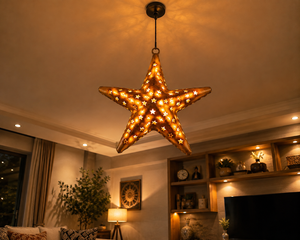 Metal Star Lantern Tealight Decorative Wall Hanging for Home Decor & Gifting (Antique, Golden)