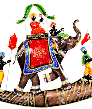 Metal Elephant Baarat Metal Wall Hanging Rajasthani Wall Decor