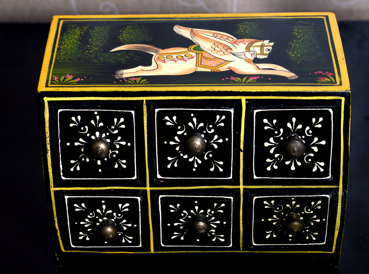 Handpainted Rajput Jewelry Box, Pichwai Painting, Indian Handicraft