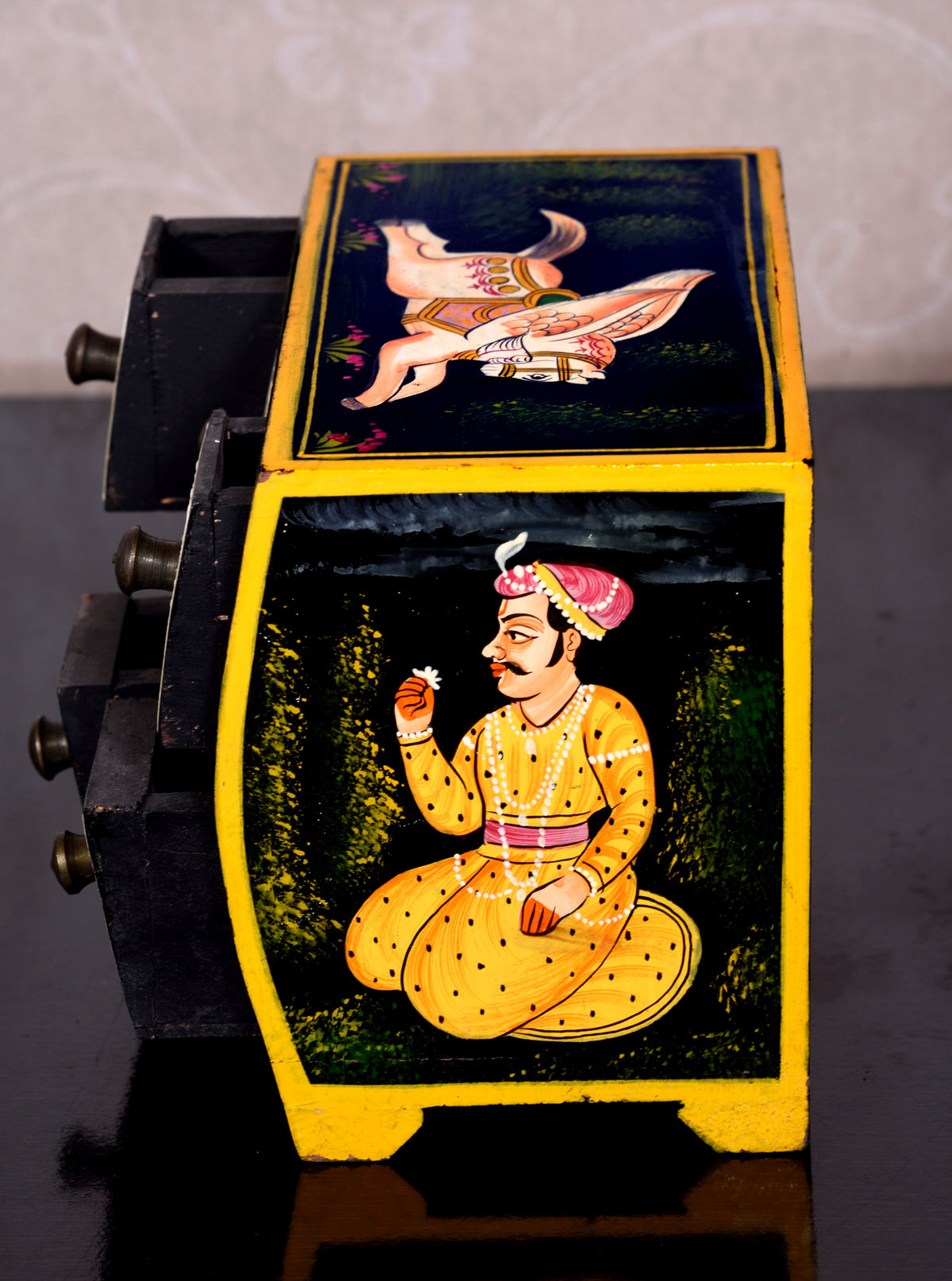 Handpainted Rajput Jewelry Box, Pichwai Painting, Indian Handicraft